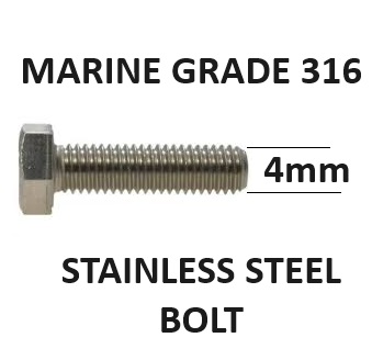 M4-4mm Diameter Hex Head Bolts G316 Stainless Steel (full Thread)